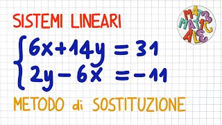 SISTEMI LINEARI  METODO di SOSTITUZIONE 2  SL25 [upl. by Kariotta]