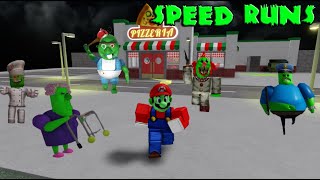 Top 7 Zombie Mario Speed Runs records in Barry Carnival Obby Bobby Papa Gran Siren Cop School [upl. by Aicela560]