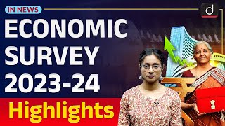 Economic Survey 202324 Nirmala Sitharaman InNews  Drishti IAS English [upl. by Trub]