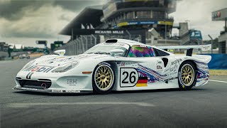 Onboard Porsche 911 GT1  uncut race lap on Le Mans  HQ engine sound [upl. by Tu]