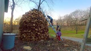 A time lapse of the Holz Hausen that I built over a few days [upl. by Aidahs]