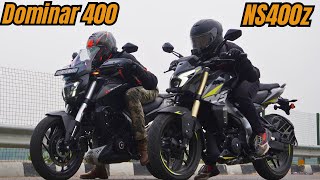 NS400z vs Dominar 400 Drag Race [upl. by Yentihw]