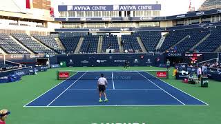 Denis Shapovalov practice session with Felix Auger Aliassime Court Level  Rogers Cup Toronto 2018 [upl. by Leen307]