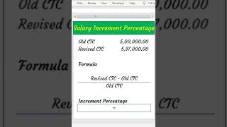 Excel short video  Salary increment percentage calculation in excel  Salary hike percentage [upl. by Inafit]