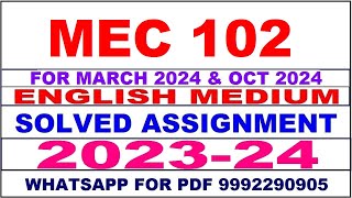 mec 102 solved assignment 202324  mec 102 solved assignment in english 2024  mec 102 2024 [upl. by Einatirb]