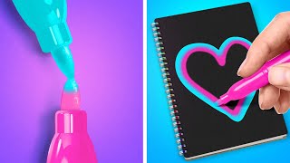 100 ART HACKS AND SCHOOL CRAFTS FOR EVERYONE [upl. by Vlada]