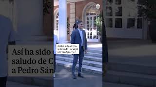 El frío saludo de Carvajal a Pedro Sánchez en Moncloa Saludo Carvajal Sánchez [upl. by Dasha]