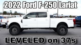 2022 Ford F250 Lariat LEVELED on 37sCovert Edition Oxford White Super Duty [upl. by Ynes250]