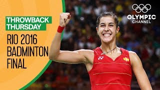 Carolina Marin ESP v PV Sindhu IND Womens Badminton Final Rio 2016  Throwback Thursday [upl. by Etnaled284]