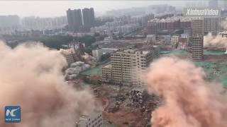 36 buildings demolished in about 20 seconds in Chinese city [upl. by Attelrak46]