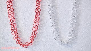 【ビーズステッチ】竹ビーズだけで作る幾何学模様のネックレス☆作り方 How to make a geometric necklace using bugle beads [upl. by Medor]