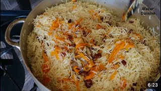 Qabili Pulao Mazari طریق پختن قابلی پلو مانند قابلی هوتل و قابلی رستورانت های مزار شریف Afghan pulao [upl. by Eniffit]