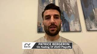 Patrice Bergeron Gives Update On His Groin Injury Unique 2020 Playoffs [upl. by Millwater]