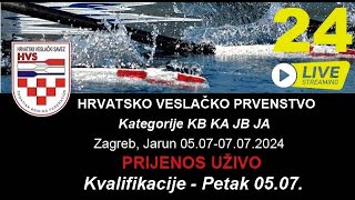 Hrvatsko Veslačko Prvenstvo U19 Zagreb Jarun 2024 Prijenos uživo Kvalifikacije  Petak 0507 [upl. by Twyla424]