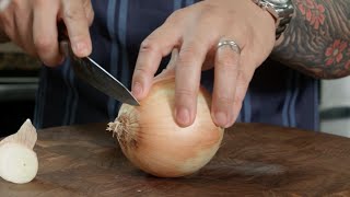 Knife Skills  Slicing Onions [upl. by Fulvia]