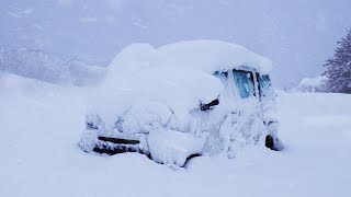 Heavy SnowCamping alone in a small car Car was completely covered with snow [upl. by Peterus]