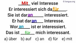 Mit viel Interesse fragen antworten bitten danken sich interessieren für interessiert sein an [upl. by Grados880]