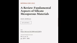 A Review Fundamental Aspects of Silicate Mesoporous Materials  RTCLTV [upl. by Granthem]