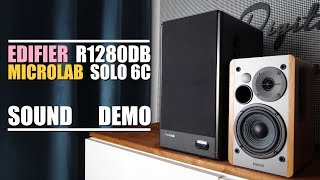 Microlab Solo 6C vs Edifier R1280DB  Sound Demo w Bass Test [upl. by Acisset]