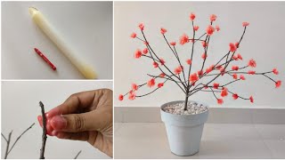 Beautiful Flowers Making With Candle  DIY  Artificial Flower Tree  Wax Flowers  Candle Flower [upl. by Lannie596]