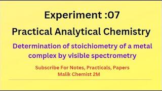 Determination of stoichiometry of a metal complex by visible spectrometry [upl. by Taima]