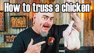 How to tie up a chicken for roasting or how to truss a chicken [upl. by Ilrebma]