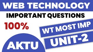 Web Technology important questions aktu unit 2  WT IMP aktu [upl. by Ylatfen]