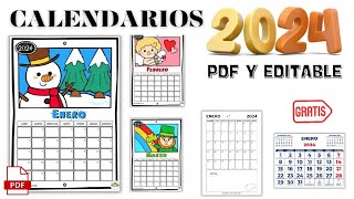 Calendario 2024 para imprimir gratis PDF Y EDITABLE [upl. by Mastrianni912]