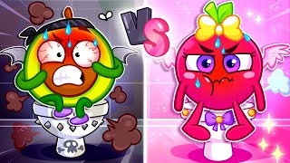 The Poo Poo Song 🚽 Black VS Pink Potty 🖤💗 Nursery Rhymes Cartoons for Kids by Pit and Penny [upl. by Kcirdle478]