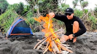 SOLO CAMPING On Remote Island  Eating Only What I Catch [upl. by Aerdnaed]