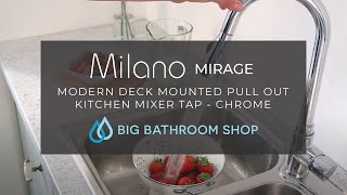 Milano Mirage  Modern Deck Mounted Pull Out Kitchen Mixer Tap  Big Bathroom Shop [upl. by Yadnil]