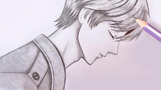 Easy anime drawing  How to draw Anime Boy  step by step  Pencil Sketch for beginners [upl. by Suiravat]