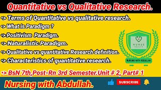 Quantitative vs qualitative research in urdu hindiBsn 7th PostRn 3rd Unit2part1 LampM [upl. by Helene]