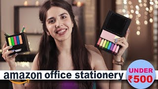 Amazon Office Stationery Haul UNDER ₹500 Quirky Desk Items from Amazon India 2019  Heli Ved [upl. by Ecargyram]