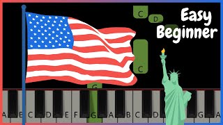 The Star Spangled Banner USA national anthem  VERY EASY BEGINNER PIANO TUTORIAL [upl. by Tnomel]