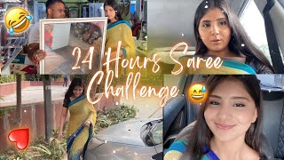 Wearing Saree For 24 HOURS  Challenge [upl. by Anahsek148]