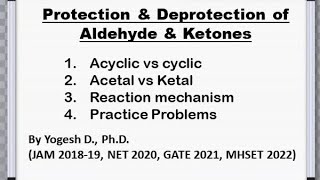 Protection and Deprotection of Aldehyde amp Ketones  Detailed Mechanism  Practice Problems [upl. by Grubman]