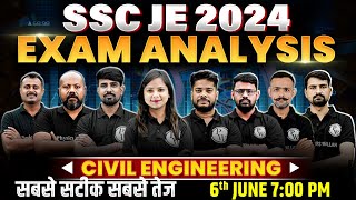 SSC JE Exam Analysis 2024  SSC JE Civil Paper Analysis 2024  SSC JE Exam Analysis Today [upl. by Aketahs]