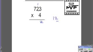 Multiplication 3 digits by 1 digit standard algorithm traditional method [upl. by Yelrahc]