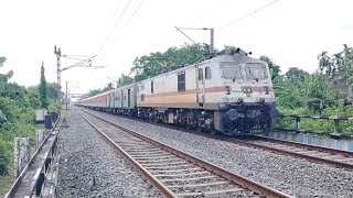 15643 Up PURI KAMAKHYA Express with SPJ WAP7 skipping slowly railgate [upl. by Bakerman156]