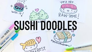 8 Puntastic Kawaii Sushi PunsDoodles  Doodles by Sarah [upl. by Einobe]