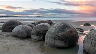 Moeraki Boulders  Discover how these giant bowling ballshaped rocks were formed [upl. by Hahnke]