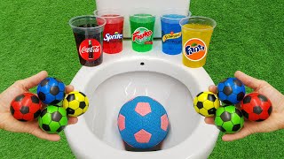 Handball VS Football Coca Cola Fanta Schweppes Fruko Sprite and Mentos in the toilet [upl. by Yknarf]