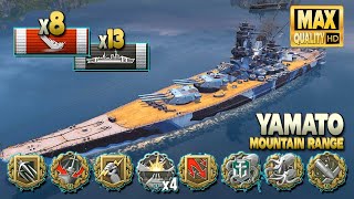 Battleship Yamato 4x devastating strike  World of Warships [upl. by Anaek]