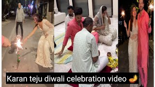 Karan kundra Tejaswi prakash diwali puja together They doing so much fun in diwali tejran [upl. by Astiram349]