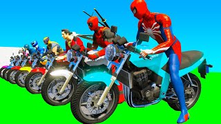 El Hombre Araña en Moto Spiderman y Superhéroes en desafío de Motos de Colores [upl. by Aney860]