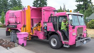 Waste Connections Pink Recycling Truck [upl. by Sgninnej]