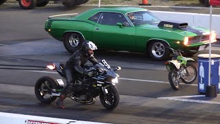 H2R Kawasaki vs 900hp Muscle Car  drag racing [upl. by Acim649]