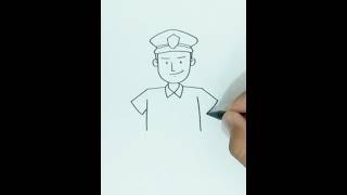 How To Draw POLICEMAN Step by Step [upl. by Belamy]