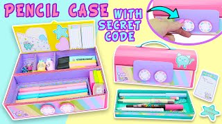 PENCIL CASE with SECRET CODE to open of CARDBOARD KittyMouse  Back to School aPasos Crafts DIY [upl. by Josy]